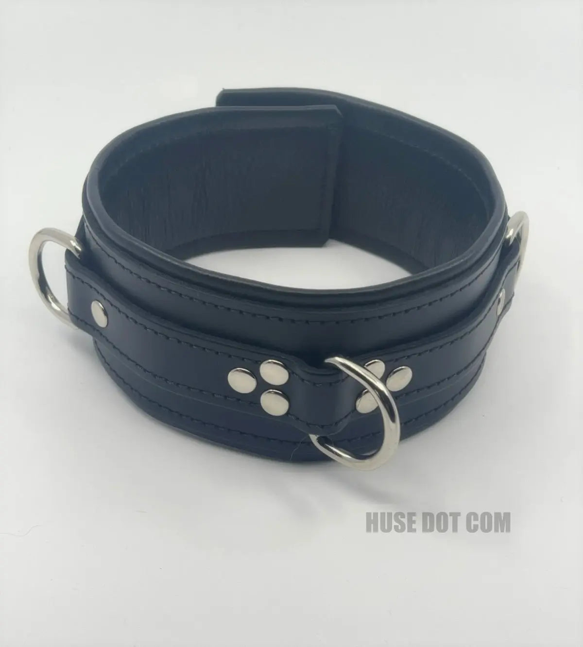 Leather Lined BDSM Collar with Rings Huse Dot Com