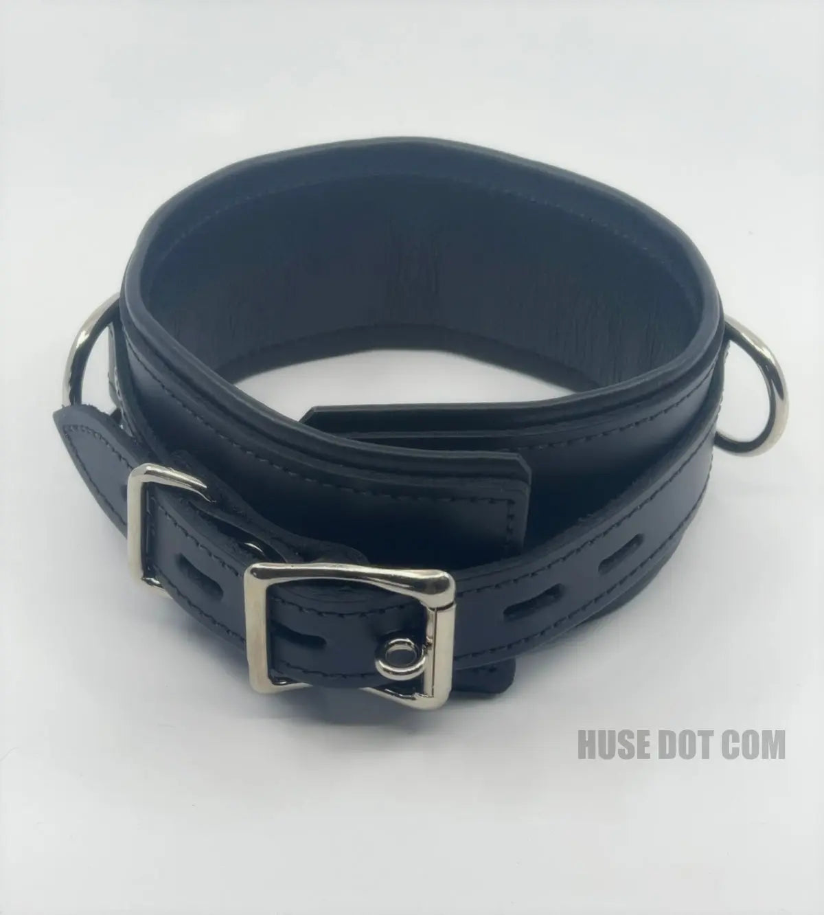 Leather Lined BDSM Collar with Rings Huse Dot Com
