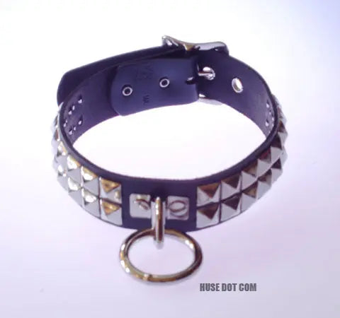 Slave Collar With Two Rows of Pyramid Studs Huse Dot Com