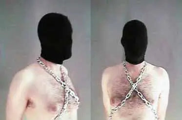 Spandex bondage hood model shot 1