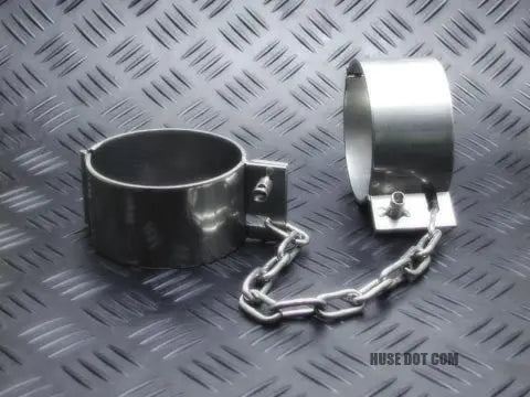 Stainless steel bondage manacles product shot 1