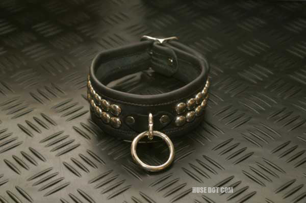 Collar With Ring 2 Rows Studs