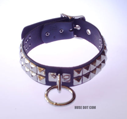 Slave Collar With Two Rows of Pyramid Studs