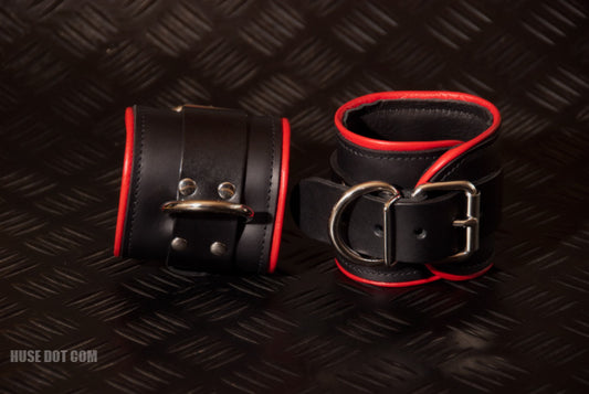 Leather Lined Restraints with Coloured Piping