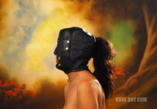 Blindfold Bondage Hood with Mouth Muffle Huse Dot Com